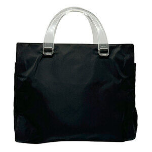 Prada Tessuto handbag clear acrylic handles Shoulder Bag Black